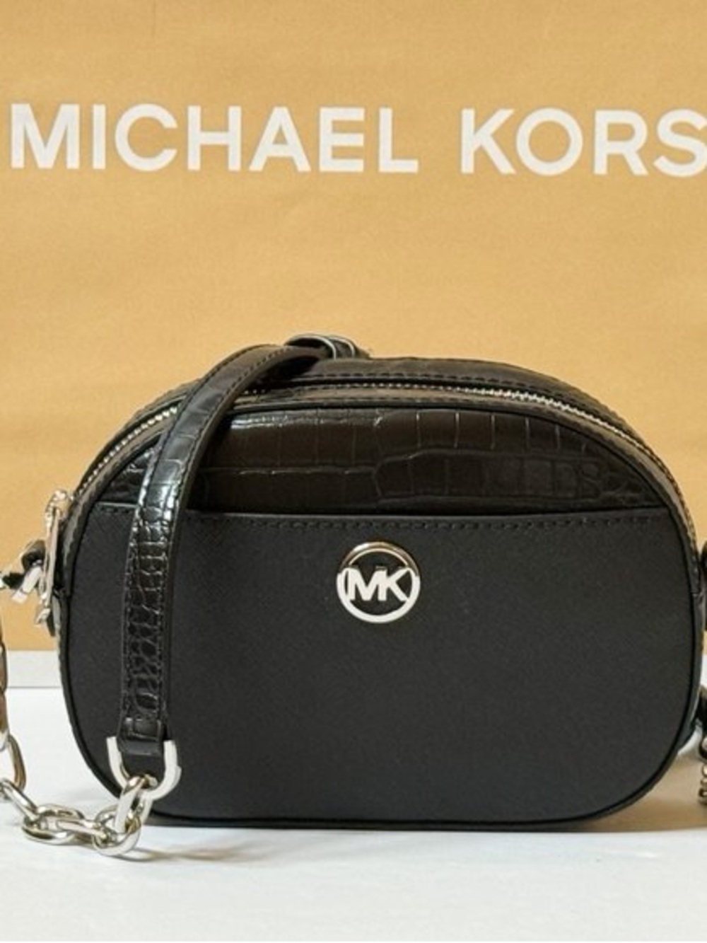 Michael Kors Black MK Oval Crossbody Belt Bag